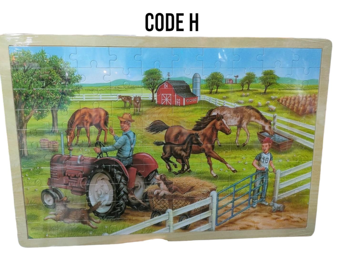 Hot 100 Pcs Wooden Puzzle Kids Cartoon Jigsaw Puzzles Baby Educational Learning Interactive Toys For Children