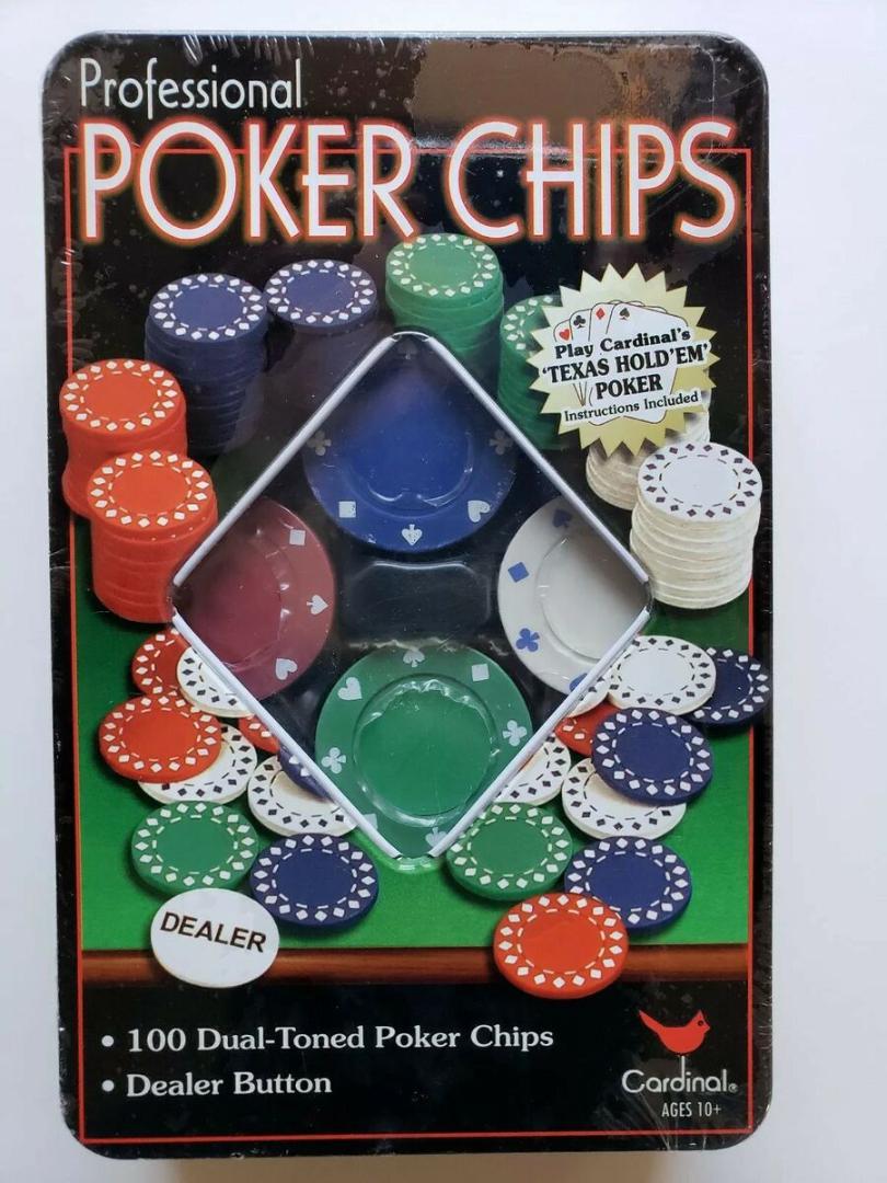 Poker Chips 100pcs Professional Poker Chips Texas Hold 'Em In Metal Box Game + Tin Case