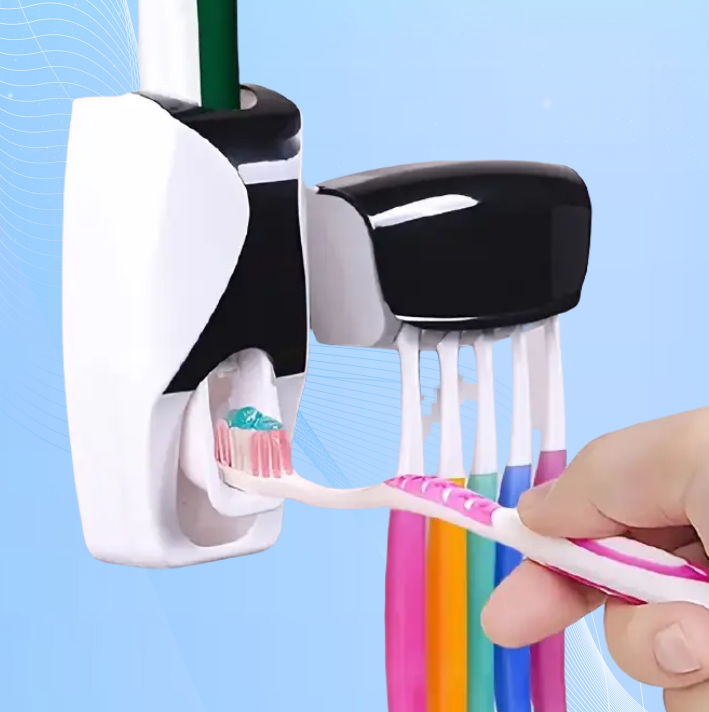Automatic Wall Mount Toothpaste Dispenser With 5 Slots Convenient And Hygienic Bathroom Organizer ABS PS Silicone No Electricity Required