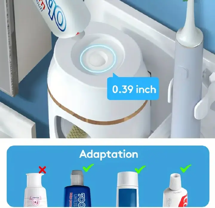 Automatic Wall Mount Toothpaste Dispenser With 5 Slots Convenient And Hygienic Bathroom Organizer ABS PS Silicone No Electricity Required