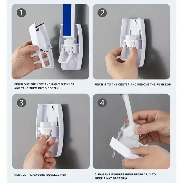 Automatic Wall Mount Toothpaste Dispenser With 5 Slots Convenient And Hygienic Bathroom Organizer ABS PS Silicone No Electricity Required