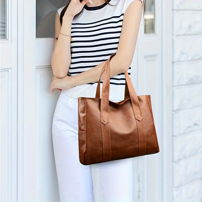 Chic Women's PU Bags Shoulder Bags Lady Tote Bags With Secure Zip Closure Handbag