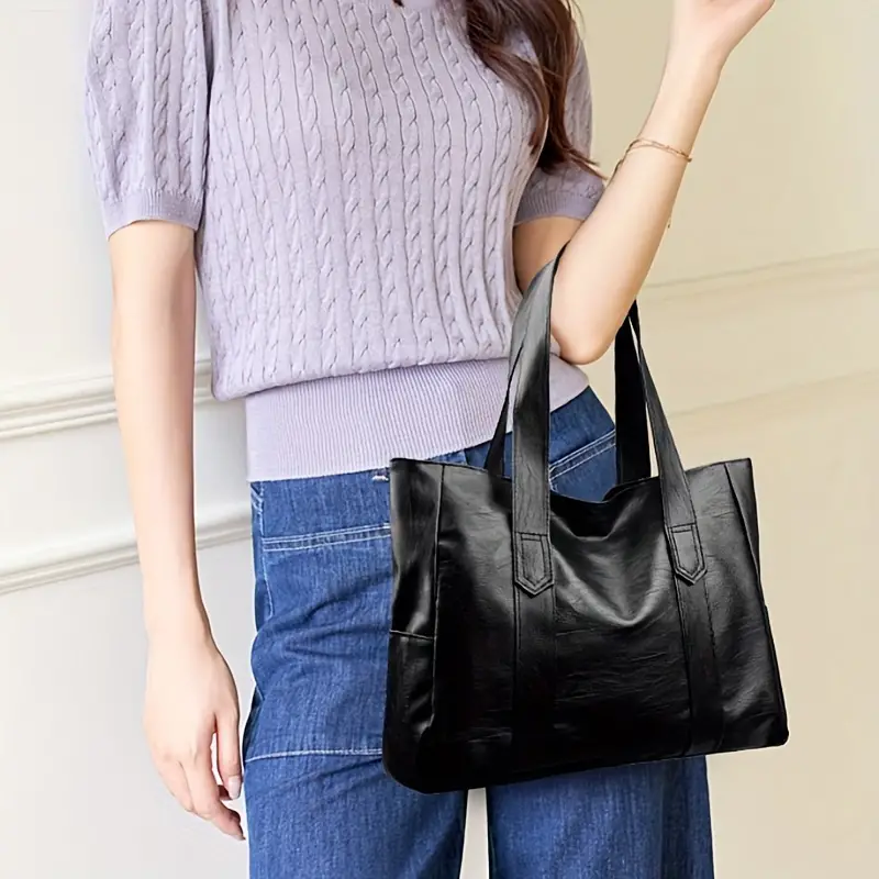 Chic Women's PU Bags Shoulder Bags Lady Tote Bags With Secure Zip Closure Handbag
