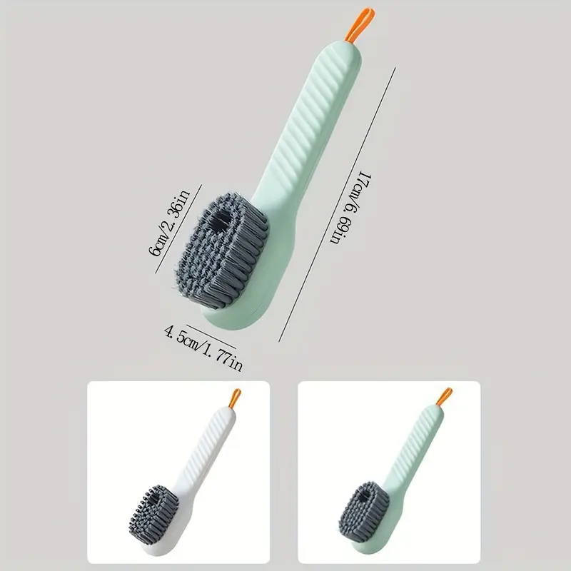 1pc Multifunctional Shoe Cleaning Brush with Built-in Soap Dispenser, Soft Bristle Long Handle Shoe Brush for Household Use, No Power Required, Ideal for Living Room and Bathroom