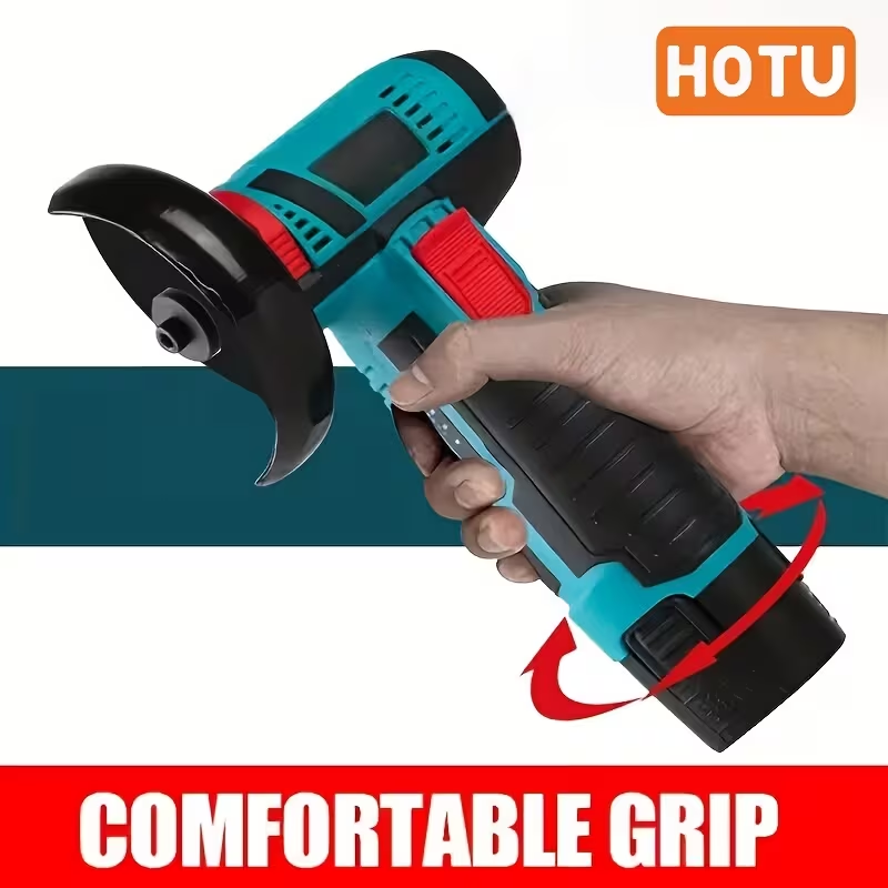 12V 3-inch brush-type mini angle grinder, rechargeable electric manual grinder, with a rotational speed of 19500 rpm. Mini angle grinder, sanding machine, electric tool, equipped with two batteries an