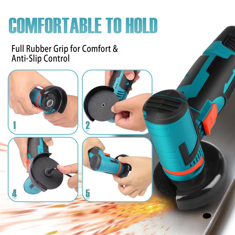 12V 3-inch brush-type mini angle grinder, rechargeable electric manual grinder, with a rotational speed of 19500 rpm. Mini angle grinder, sanding machine, electric tool, equipped with two batteries an