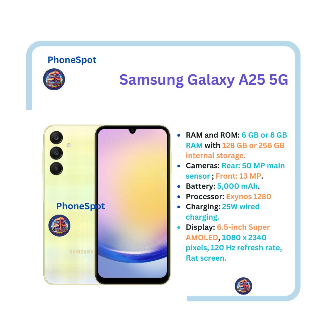 Black Friday Special Brand New Samsung Galaxy A25 5G 256GB+8GB 120Hz 6.5" AMOLED 50MP Triple Camera Android 14 5000mAh 25W Type-C Smart Phones Fingerprint Unlock