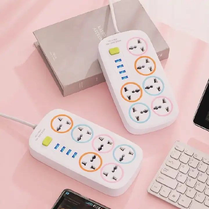 Extension Cables 6 Way With 4 USB Ports Multiplug Power Extension Socket Power Cables.