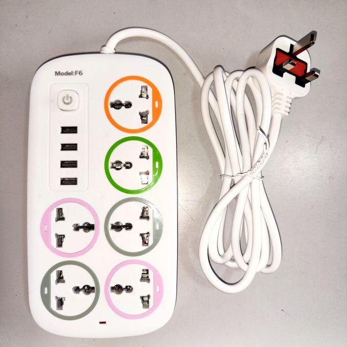 Extension Cables 6 Way With 4 USB Ports Multiplug Power Extension Socket Power Cables.