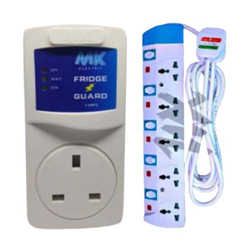 Power King Heavy Duty Power Socket Extension 5Way plus Fridge Guard