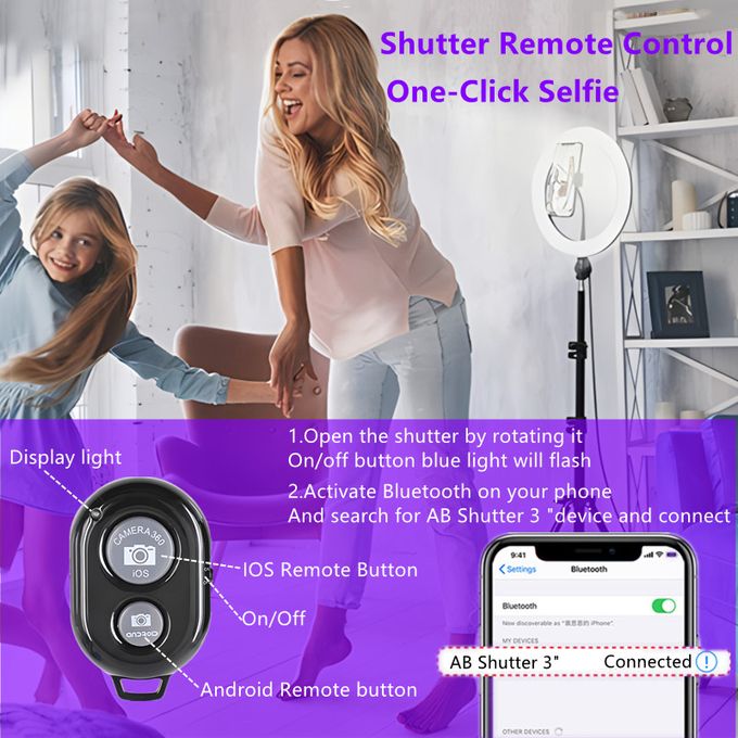 2.1M Tripod Stand with 10 Inch LED Ring Light- Dimmable Beauty Ringlight for Selfie Live Stream/Makeup/Youtube/Tiktok Video