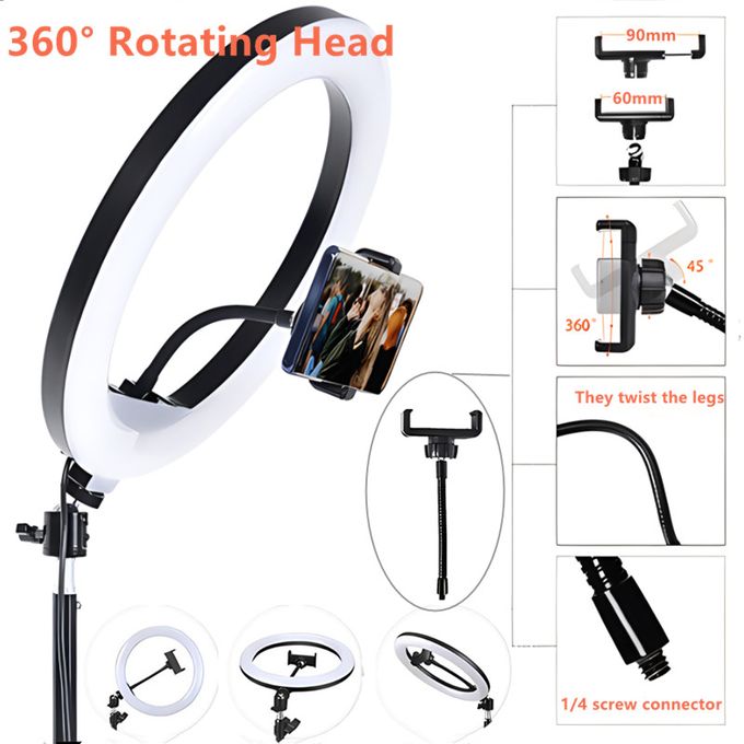 2.1M Tripod Stand with 10 Inch LED Ring Light- Dimmable Beauty Ringlight for Selfie Live Stream/Makeup/Youtube/Tiktok Video