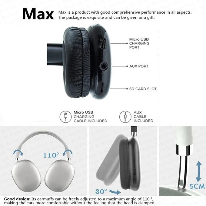 P9 Plus Case New P9Air MAX Wireless Bluetooth Headphones Noise Cancelling Mic Pods Over Ear Sports Gaming Headphones