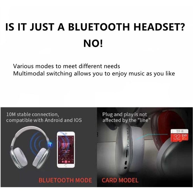 P9 Plus Case New P9Air MAX Wireless Bluetooth Headphones Noise Cancelling Mic Pods Over Ear Sports Gaming Headphones