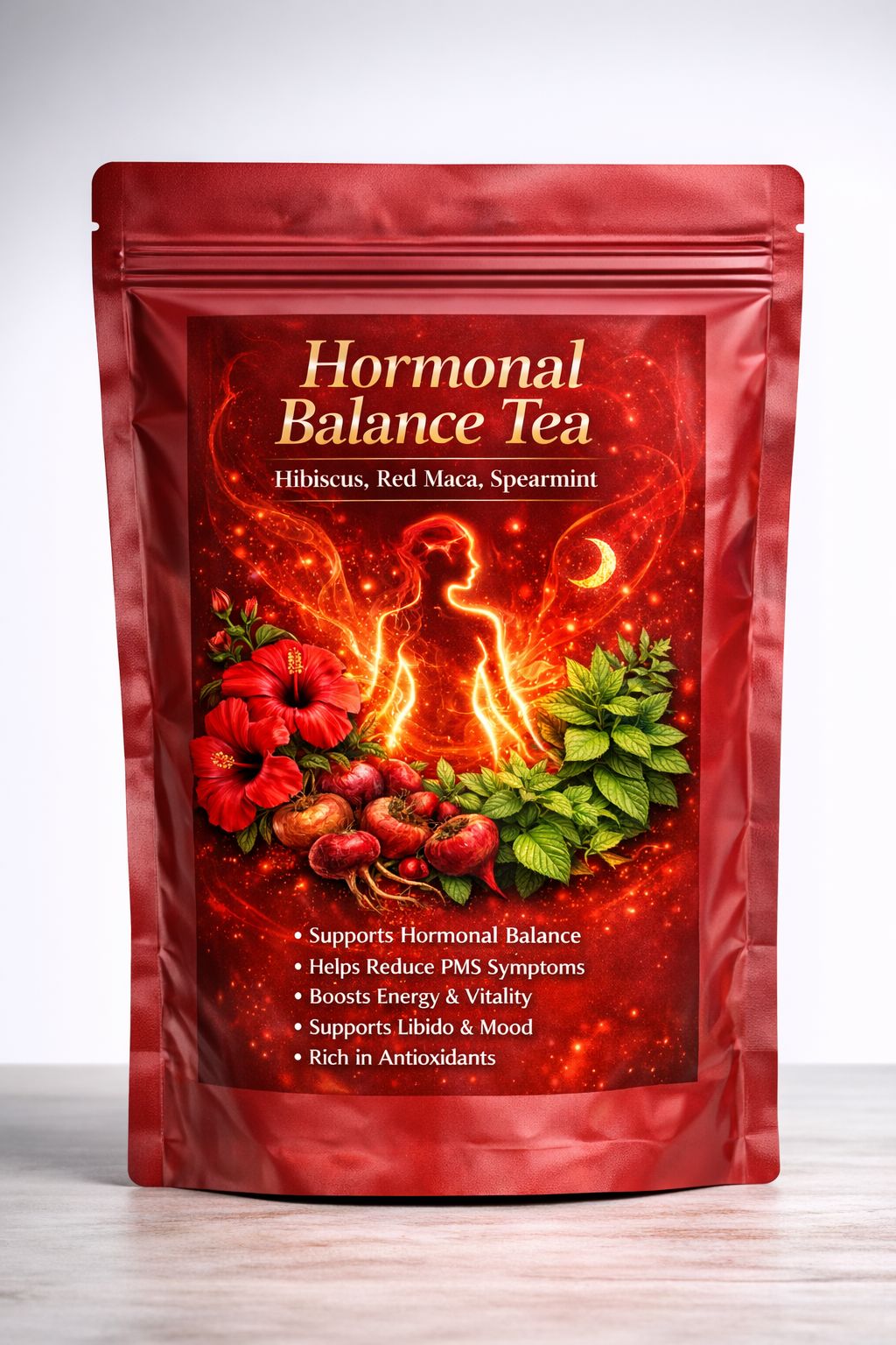 Hormonal Balance Tea – 🍵 Hibiscus, Red Maca & Spearmint for Natural Hormone Support