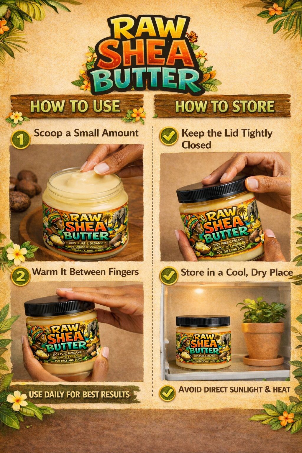 Organic Raw Shea Butter- Eases Eczema, Acne & Other Skin conditions, Fades Stretch Marks&Cellulite, Repair Cracked Heels and Stubborn Cuticles, Hair Moisturizer&Conditioner, Soothes Dry Skin.