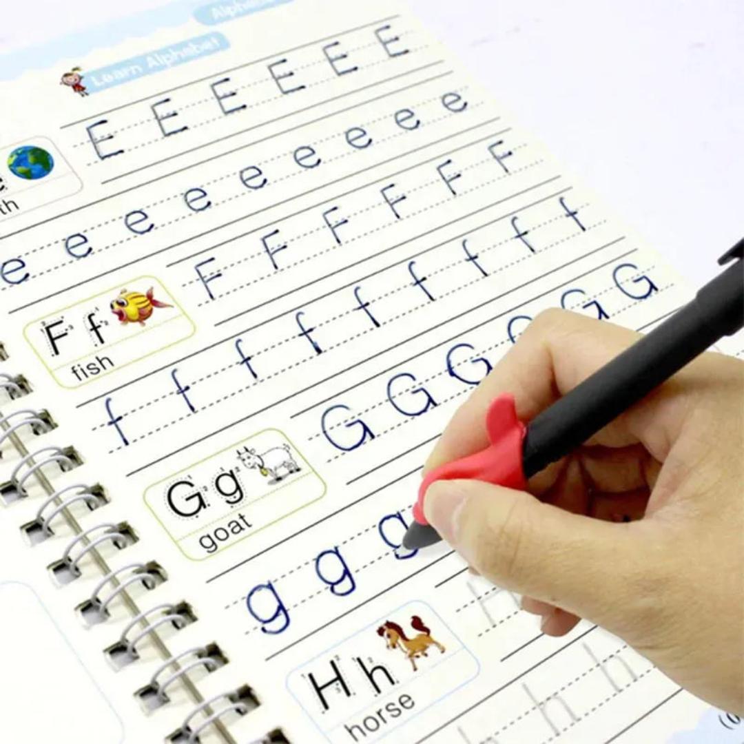 sank kids reusable magic book for handwriting and learning practice 4book+10 refills+pen holder perfect gift set