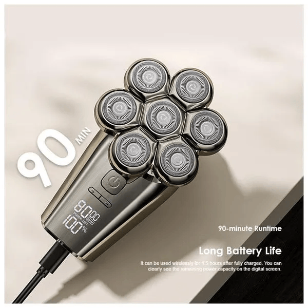 Oraimo Smart Shaver 7D – 7 Razor Heads, 360° Precision Shaving, Waterproof, Long Battery Life, Ergonomic Design, USB Rechargeable