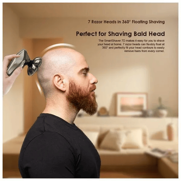 Oraimo Smart Shaver 7D – 7 Razor Heads, 360° Precision Shaving, Waterproof, Long Battery Life, Ergonomic Design, USB Rechargeable