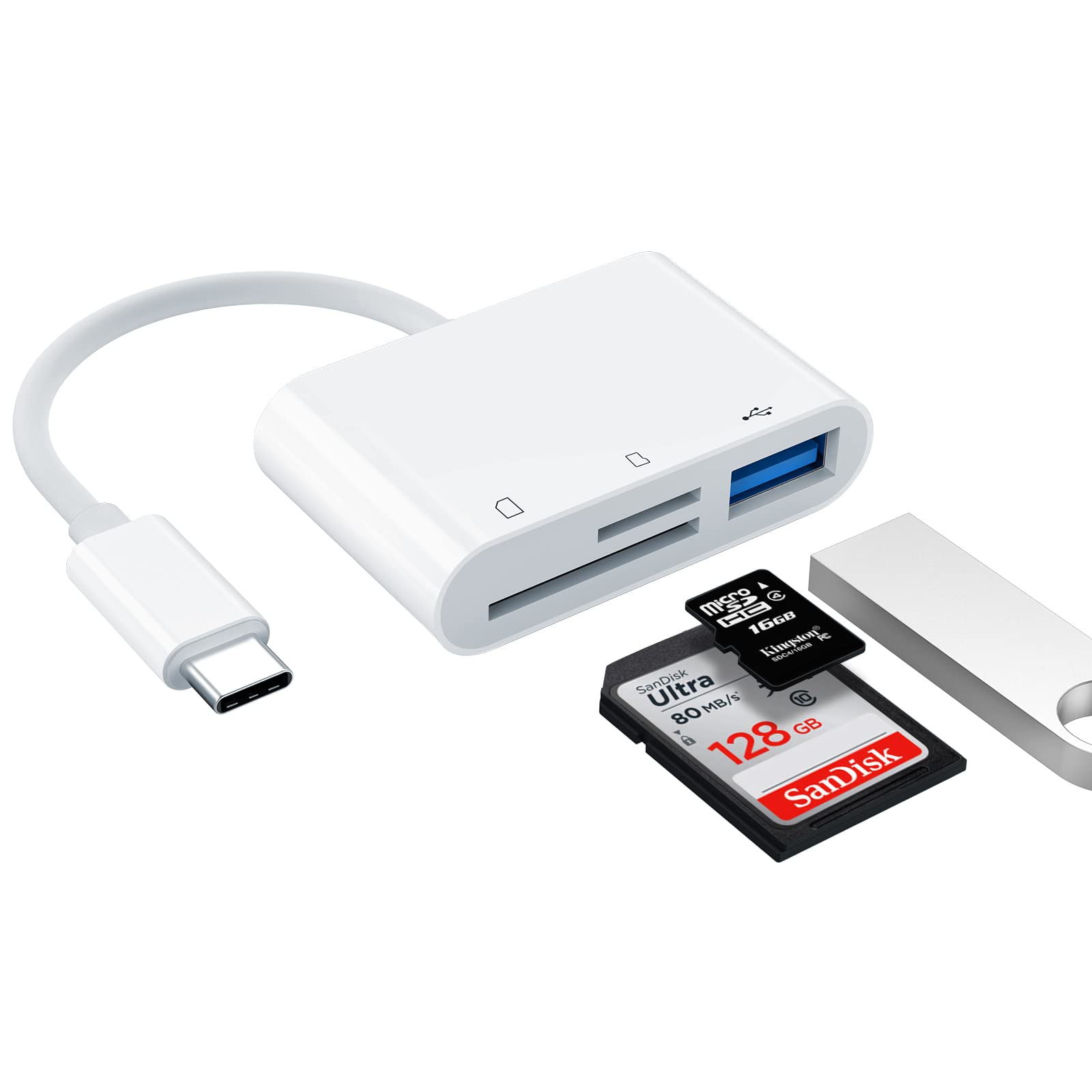 USB-C to USB, SD & Micro SD Card Reader – High-Speed Multi-Card Adapter for Laptops, Tablets & Smartphones
