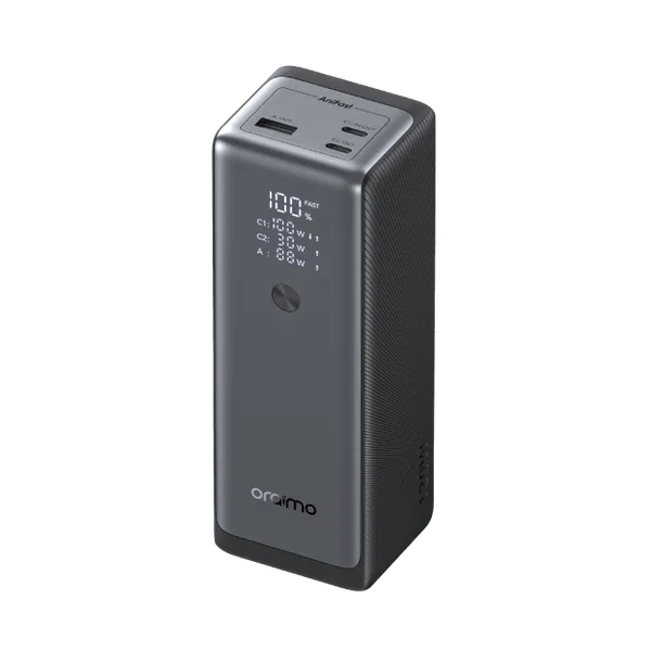 oraimo PowerJet 130 27600mAh 130W Power Bank – High-Capacity Portable Charger with Fast Charging, Dual USB-C, and LED Display for Laptops and Devices