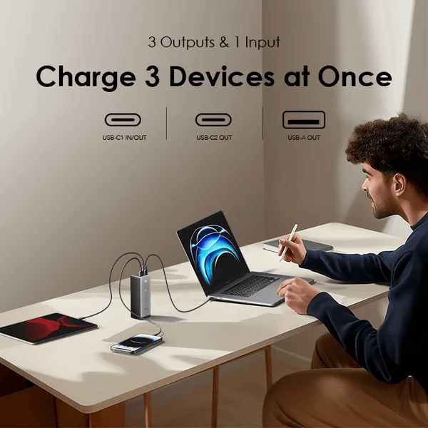 oraimo PowerJet 130 27600mAh 130W Power Bank – High-Capacity Portable Charger with Fast Charging, Dual USB-C, and LED Display for Laptops and Devices