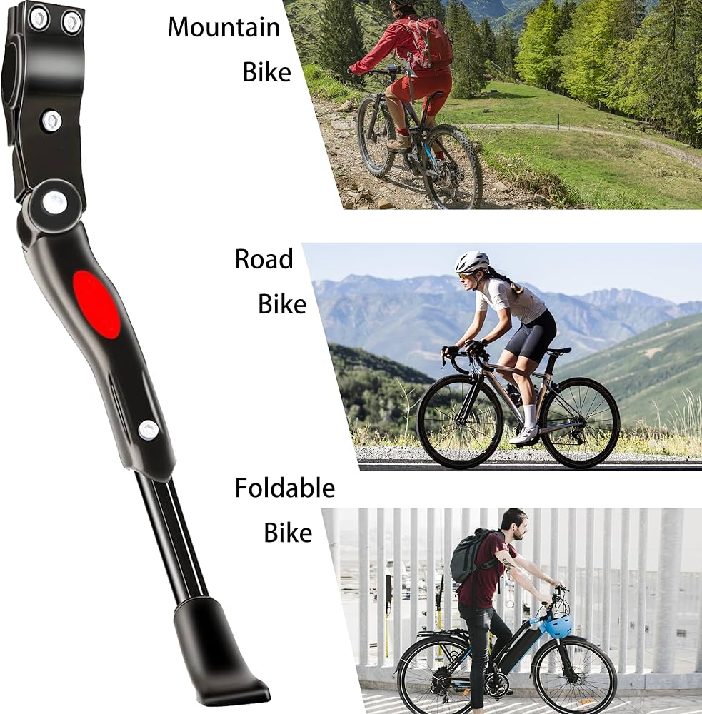 Adjustable Bike Parking Stand, KickStand – Heavy-Duty Steel, 2-Second Setup, Fits All Bicycle Types – Stable Kickstand Alternative for Home/Garage/Outdoor Use
