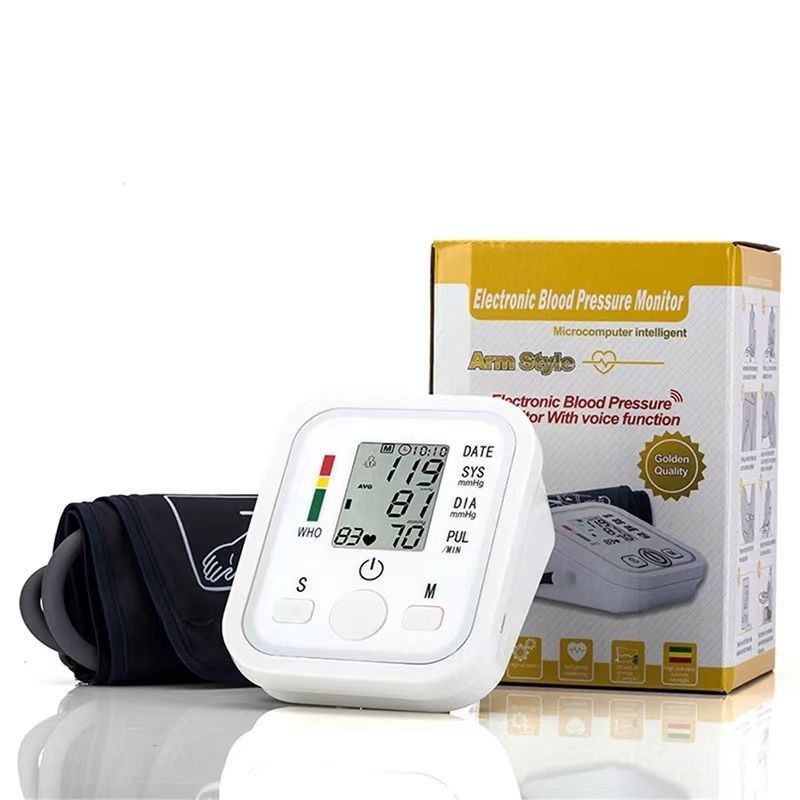 Electronic Arm type home blood pressure monitor Digital  BP machine BP machine sphygmomanometer   measuring blood pressure instrument Intelligent pulse rate test monitor with cuff