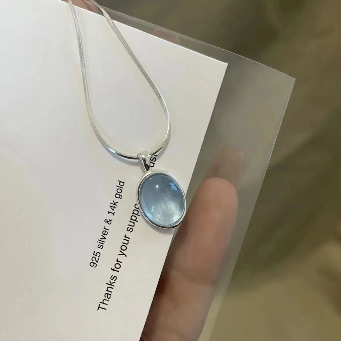 Moonlight style natural stone necklace for Women in 2024 new light luxury minority collarbone fashionable chain female snake bone chain sweater chain accessories