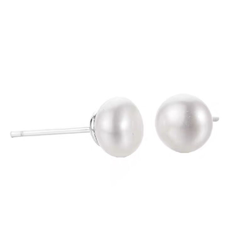 925 sterling silver real pearl earrings Natural fresh water real pearl earrings Mature women fashion women's ear silver earrings small nourishing ear holes