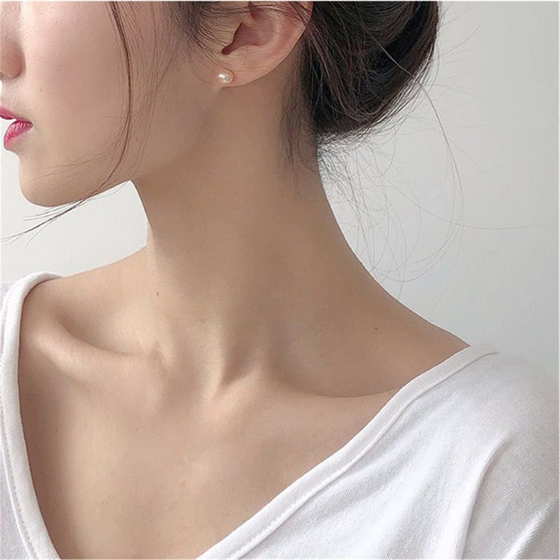 925 sterling silver real pearl earrings Natural fresh water real pearl earrings Mature women fashion women's ear silver earrings small nourishing ear holes