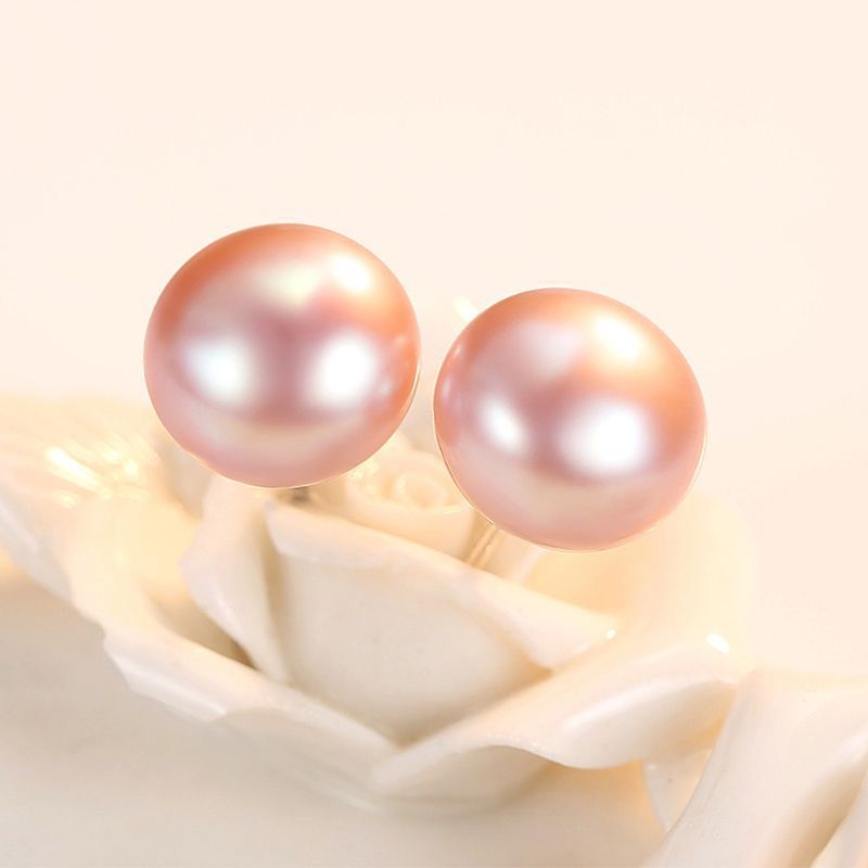 925 sterling silver real pearl earrings Natural fresh water real pearl earrings Mature women fashion women's ear silver earrings small nourishing ear holes