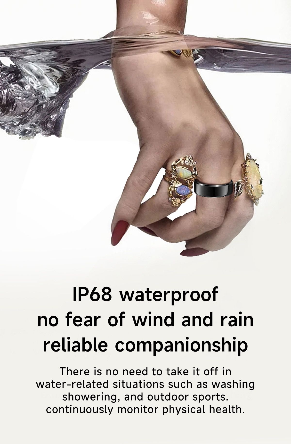Smart health detector ring for Elderly Children Women Men heart rate Blood oxygen sleep monitoring tracking ring IP68 waterproof health