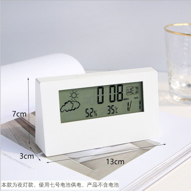 LCD clock transparent Electronic alarm clock weather temperature humidness calender ins transparent weather display alarm clock for family children and students