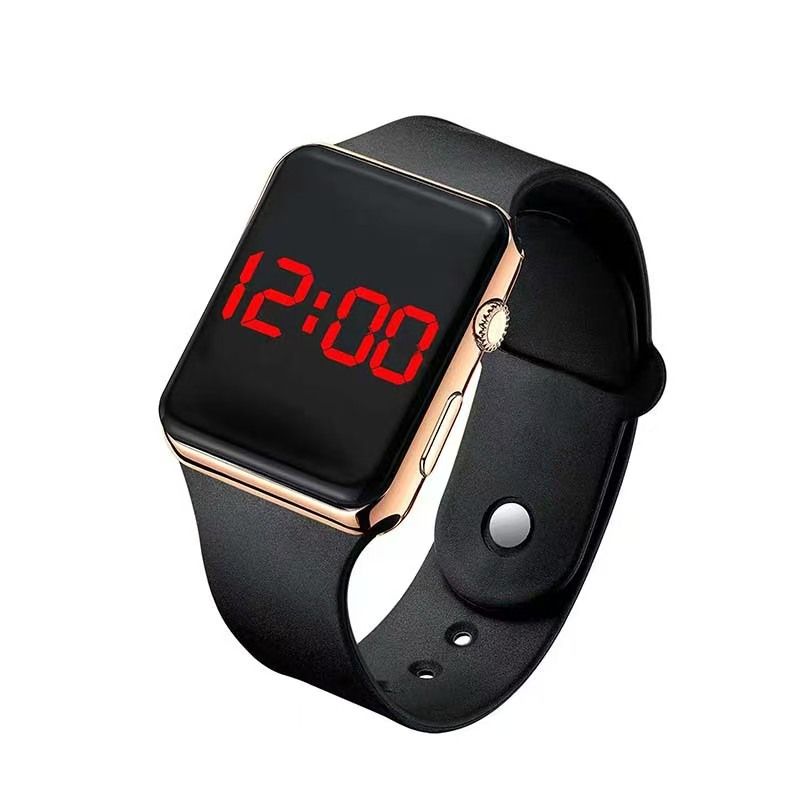 Smart intelligent watch touch button LED watch universal women's watch all red light square type electronic watch