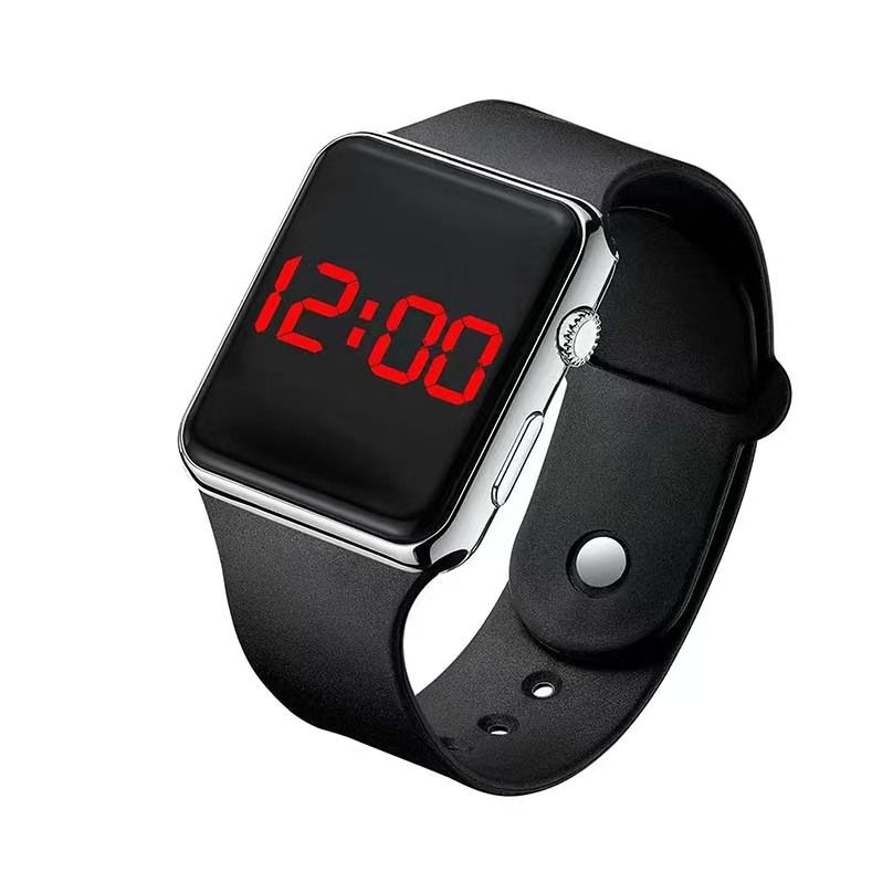 Smart intelligent watch touch button LED watch universal women's watch all red light square type electronic watch