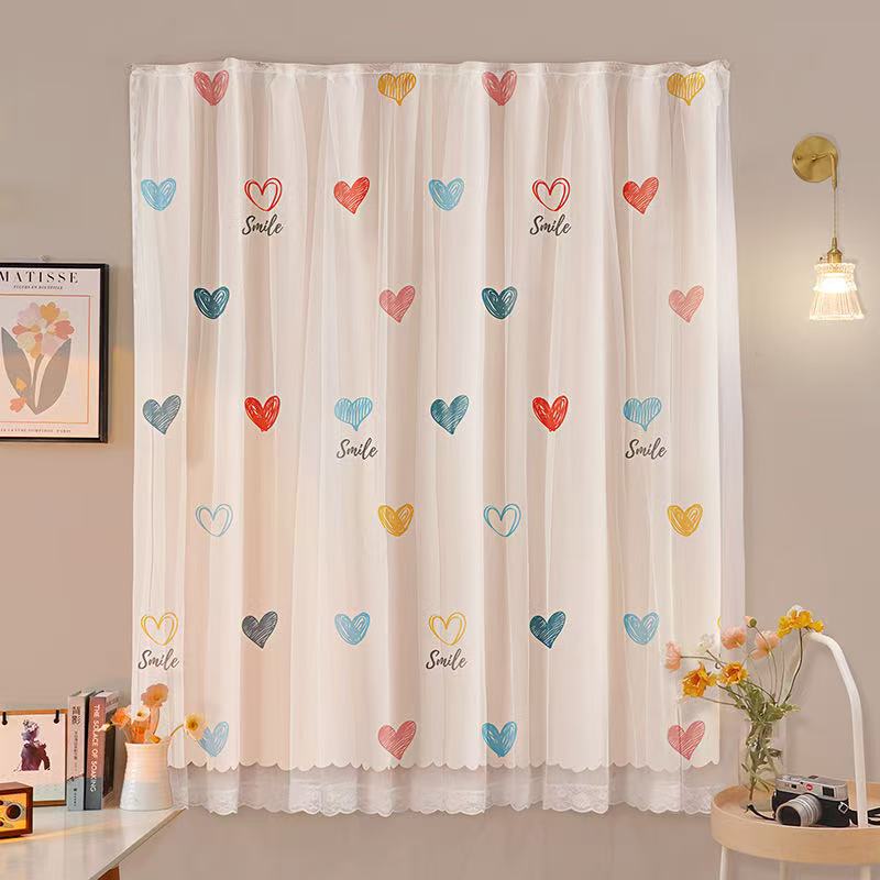 Velcro cute style curtains curtains with gauze curtains non perforated blackout curtains  daily home curtains