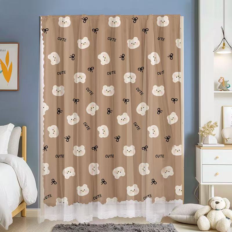 Velcro cute style curtains curtains with gauze curtains non perforated blackout curtains  daily home curtains