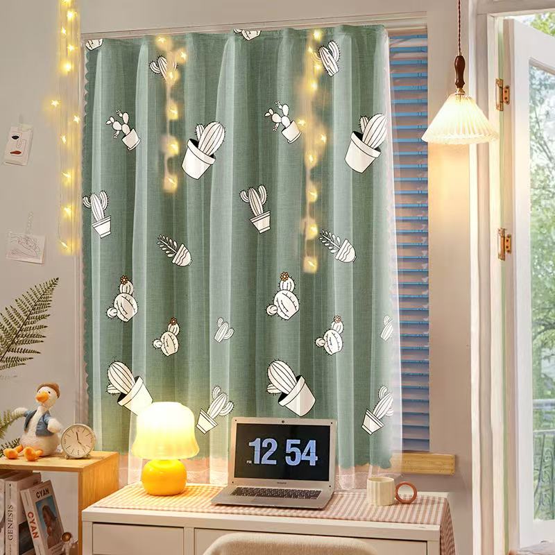Velcro cute style curtains curtains with gauze curtains non perforated blackout curtains  daily home curtains