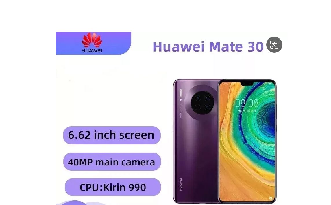 Refurbished Huawei Mate 30 (5G) 128GB 8GB RAM Unlocked Android Kirin990 Original SmartPhone