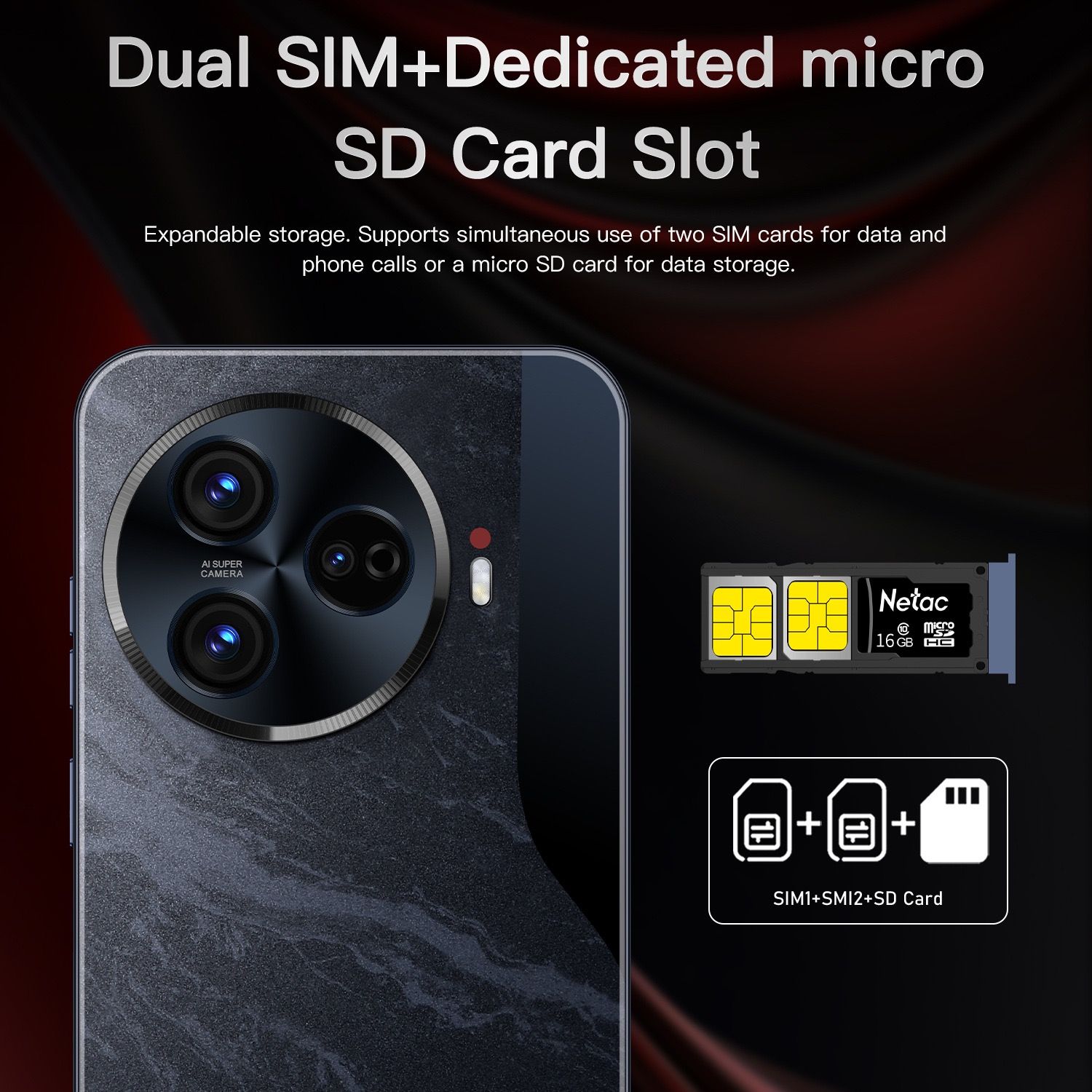 New smartphone model C30 7.3" large screen 16GB+1T cheap Android phone Cellphone