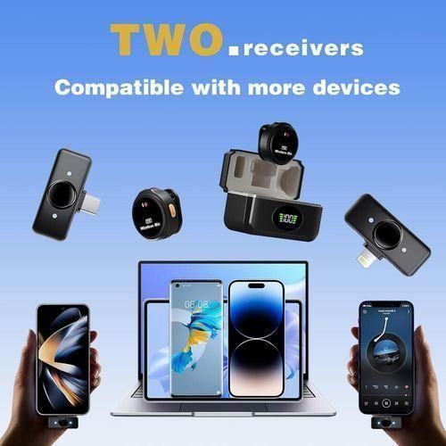 Wireless Lavalier Microphone for iPhone/iPad, 2-in-1 Mini Lapel Microphone with Charging Case, Noise Cancellation, Omnidirectional Condenser Mic for Video Recording,Interview, Podcast, Vlog, YouTube