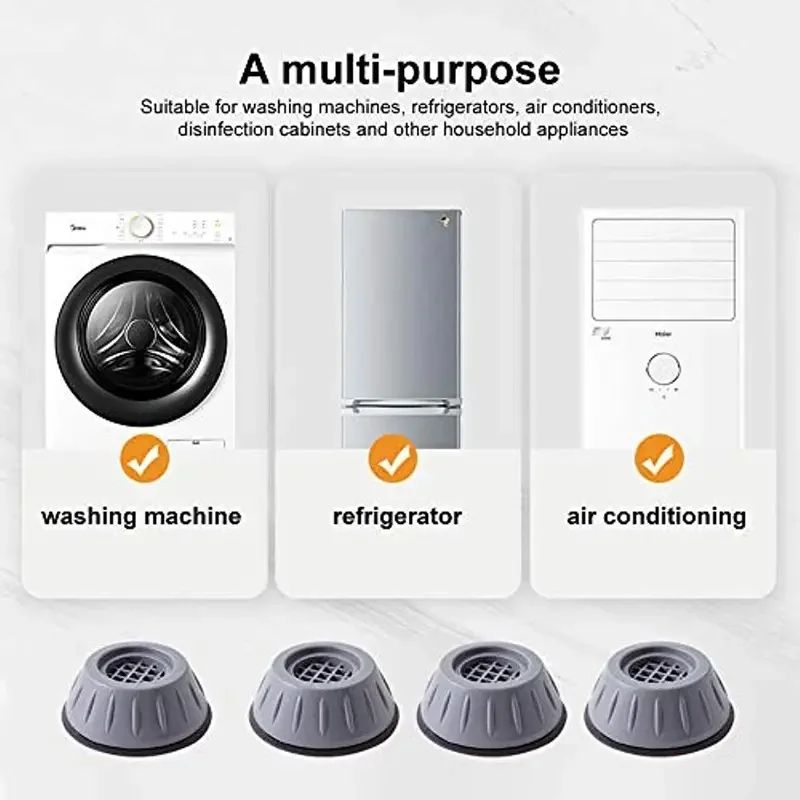 4pcs Anti Vibration Feet Pads Rubber Mat Slipstop Silent Dampers Stand Universal Washing Machine Refrigerator Furniture Foot Pad