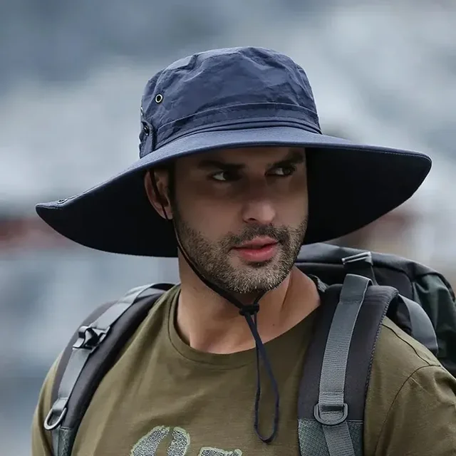 New Sun Protection Fishing Hat Summer Breathable Mesh Camping Hiking Caps Anti-UV Sun Hat Mountaineering Caps Men's Panama Hat