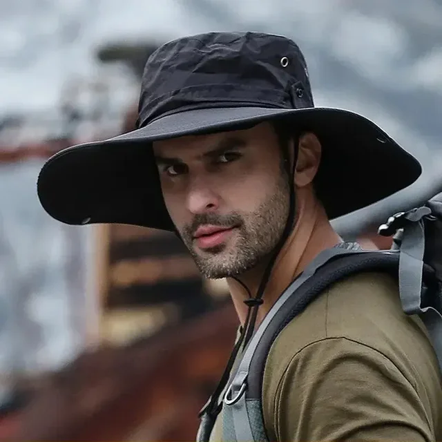 New Sun Protection Fishing Hat Summer Breathable Mesh Camping Hiking Caps Anti-UV Sun Hat Mountaineering Caps Men's Panama Hat