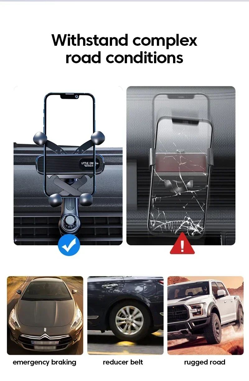 2024 New 360 Rotation Gravity Car Phone Holder Air Vent Clip Navigation Stand Telescopic Air Outlet Phone Support for 4.7-7 inch