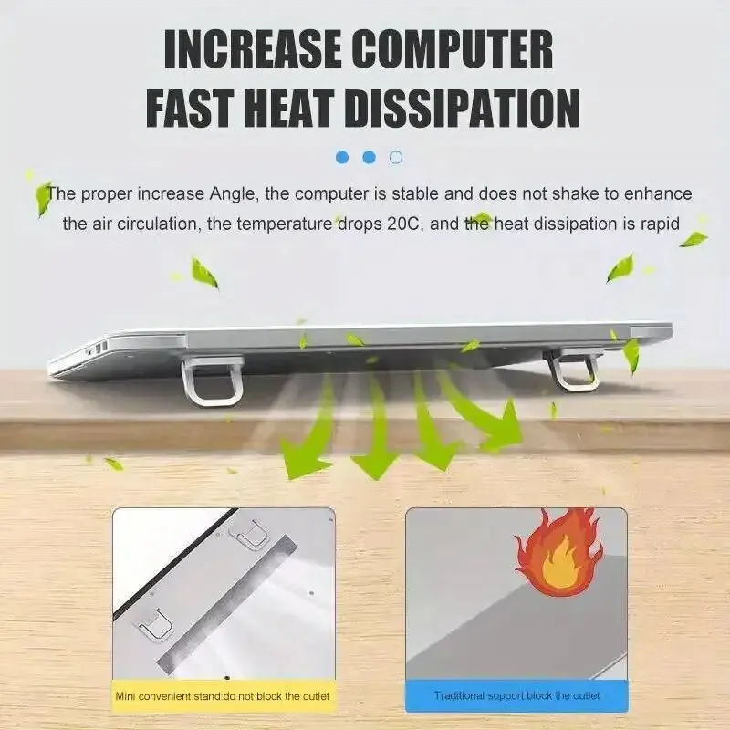 2pcs/Set Laptop Stand for Computer Keyboard Stand Riser Aluminum Mini Portable Laptop Stands for Notebook