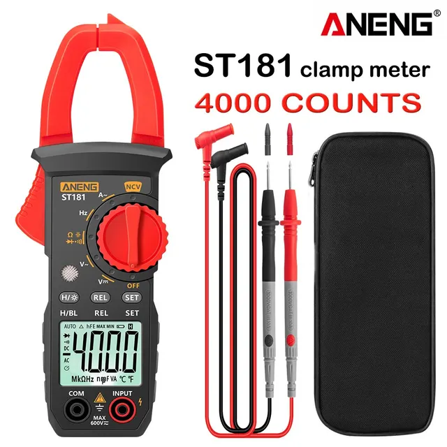 ANENG ST181 Clamp Meter 4000 Counts Current Ammeter Tester Digital Multimeter DC/AC Voltage Car Amp Hz Capacitance NCV Ohm Test
