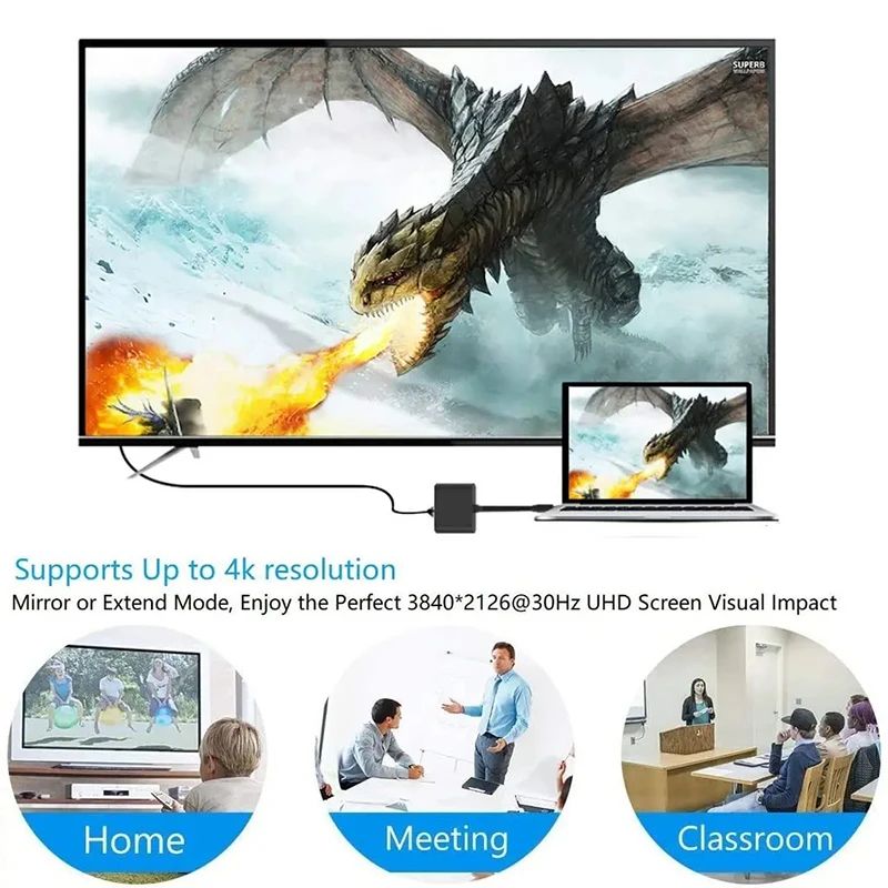 3 In 1 Usb-C Usb Hub Male To Female Hdmi-Compatible 4k Usb 3.1 Type-C To Usb 3.0 Charging Adapter For Macbook Air 12 Converter