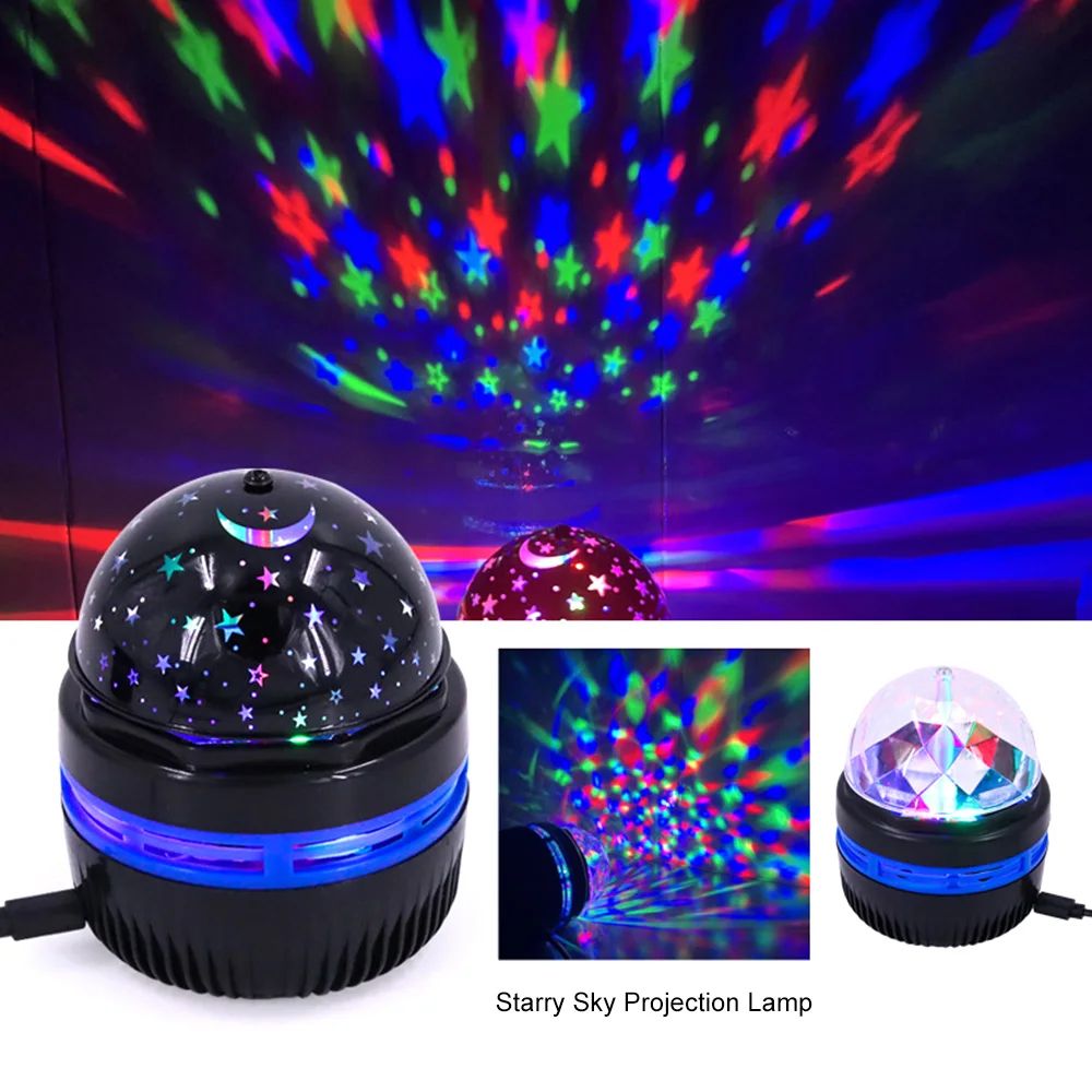 LED Star Galaxy Projector Lamp USB Auto Rotating Magic Ball Moon Light Colorful Starry Sky NightLights For Bedroom Home Decor